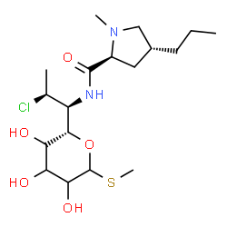 ChemSpider 2D Image | Methyl (5S)-5-[(1S,2S)-2-chloro-1-{[(4R)-1-methyl-4-propyl-L-prolyl]amino}propyl]-1-thiopentopyranoside | C18H33ClN2O5S