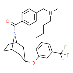 ChemSpider 2D Image | (4-{[Butyl(methyl)amino]methyl}phenyl){3-[3-(trifluoromethyl)phenoxy]-8-azabicyclo[3.2.1]oct-8-yl}methanone | C27H33F3N2O2