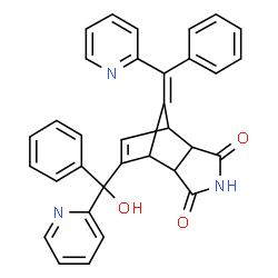 ChemSpider 2D Image | (10Z)-8-[Hydroxy(phenyl)2-pyridinylmethyl]-10-[phenyl(2-pyridinyl)methylene]-4-azatricyclo[5.2.1.0~2,6~]dec-8-ene-3,5-dione | C33H25N3O3