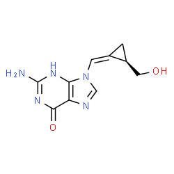 ChemSpider 2D Image | 2-Amino-9-{(Z)-[(2R)-2-(hydroxymethyl)cyclopropylidene]methyl}-3,9-dihydro-6H-purin-6-one | C10H11N5O2