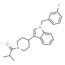 ChemSpider 2D Image | 1-{4-[1-(3-Fluorobenzyl)-1H-indol-3-yl]-1-piperidinyl}-2-methyl-1-propanone | C24H27FN2O