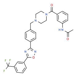ChemSpider 2D Image | N-(3-{[4-(4-{5-[3-(Trifluoromethyl)phenyl]-1,2,4-oxadiazol-3-yl}benzyl)-1-piperazinyl]carbonyl}phenyl)acetamide | C29H26F3N5O3