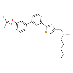 ChemSpider 2D Image | N-Methyl-N-({2-[3'-(trifluoromethoxy)-3-biphenylyl]-1,3-thiazol-4-yl}methyl)-1-pentanamine | C23H25F3N2OS