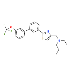 ChemSpider 2D Image | N-Propyl-N-({2-[3'-(trifluoromethoxy)-3-biphenylyl]-1,3-thiazol-4-yl}methyl)-1-propanamine | C23H25F3N2OS
