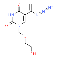 ChemSpider 2D Image | 5-(1-Azidovinyl)-1-[(2-hydroxyethoxy)methyl]-2,4(1H,3H)-pyrimidinedione | C9H12N5O4