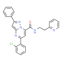 ChemSpider 2D Image | 5-(2-Chlorophenyl)-2-phenyl-N-[2-(2-pyridinyl)ethyl]pyrazolo[1,5-a]pyrimidine-7-carboxamide | C26H20ClN5O