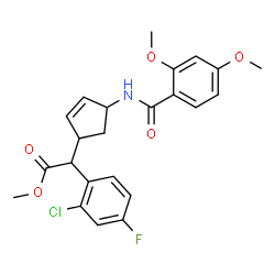 ChemSpider 2D Image | Methyl (2-chloro-4-fluorophenyl){4-[(2,4-dimethoxybenzoyl)amino]-2-cyclopenten-1-yl}acetate | C23H23ClFNO5