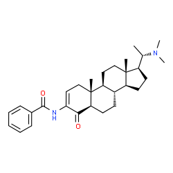 ChemSpider 2D Image | N-[(5alpha,20S)-20-(Dimethylamino)-4-oxopregn-2-en-3-yl]benzamide | C30H42N2O2