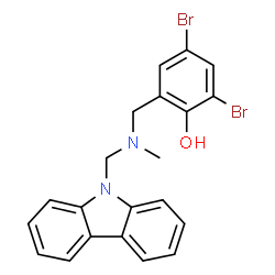 ChemSpider 2D Image | 2,4-Dibromo-6-{[(9H-carbazol-9-ylmethyl)(methyl)amino]methyl}phenol | C21H18Br2N2O