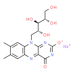 ChemSpider 2D Image | Sodium 5-deoxy-5-(7,8-dimethyl-2-oxido-4-oxobenzo[g]pteridin-10(4H)-yl)-D-ribitol | C17H19N4NaO6