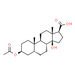 ChemSpider 2D Image | (3beta,5beta,14beta,17beta)-3-Acetoxy-14-hydroxyandrostane-17-carboxylic acid | C22H34O5