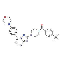 ChemSpider 2D Image | [4-(2-Methyl-2-propanyl)phenyl](4-{7-[4-(4-morpholinyl)phenyl][1,2,4]triazolo[1,5-a]pyrimidin-2-yl}-1-piperazinyl)methanone | C30H35N7O2