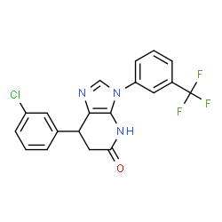 ChemSpider 2D Image | 7-(3-Chlorophenyl)-3-[3-(trifluoromethyl)phenyl]-3,4,6,7-tetrahydro-5H-imidazo[4,5-b]pyridin-5-one | C19H13ClF3N3O