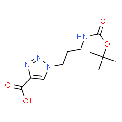 ChemSpider 2D Image | 1-[3-({[(2-Methyl-2-propanyl)oxy]carbonyl}amino)propyl]-1H-1,2,3-triazole-4-carboxylic acid | C11H18N4O4