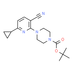 ChemSpider 2D Image | tert-butyl 4-(3-cyano-6-cyclopropylpyridin-2-yl)piperazine-1-carboxylate | C18H24N4O2