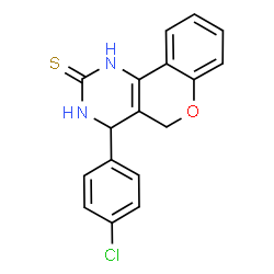 ChemSpider 2D Image | 4-(4-Chlorophenyl)-1,3,4,5-tetrahydro-2H-chromeno[4,3-d]pyrimidine-2-thione | C17H13ClN2OS