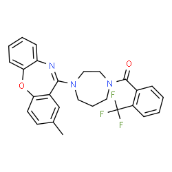 ChemSpider 2D Image | [4-(2-Methyldibenzo[b,f][1,4]oxazepin-11-yl)-1,4-diazepan-1-yl][2-(trifluoromethyl)phenyl]methanone | C27H24F3N3O2