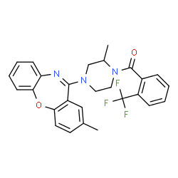 ChemSpider 2D Image | [2-Methyl-4-(2-methyldibenzo[b,f][1,4]oxazepin-11-yl)-1-piperazinyl][2-(trifluoromethyl)phenyl]methanone | C27H24F3N3O2
