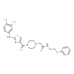 ChemSpider 2D Image | 2-[4-({2-[(3,4-Dichlorophenyl)amino]-1,3-thiazol-4-yl}carbonyl)-1-piperazinyl]-N-(2-phenoxyethyl)acetamide | C24H25Cl2N5O3S