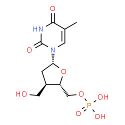 ChemSpider 2D Image | 3'-Deoxy-3'-(hydroxymethyl)thymidine 5'-(dihydrogen phosphate) | C11H17N2O8P