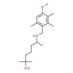 ChemSpider 2D Image | 6-[(4-Methoxy-2,3,6-trimethylbenzyl)amino]-2-methyl-2-heptanol | C19H33NO2