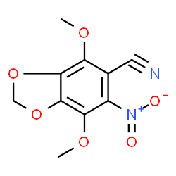 ChemSpider 2D Image | 4,7-Dimethoxy-6-nitro-1,3-benzodioxole-5-carbonitrile | C10H8N2O6