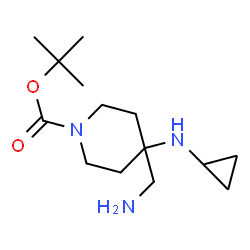 ChemSpider 2D Image | 1,1-Dimethylethyl 4-(aminomethyl)-4-(cyclopropylamino)-1-piperidinecarboxylate | C14H27N3O2