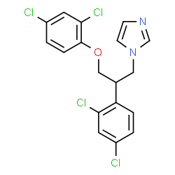 ChemSpider 2D Image | 1-[3-(2,4-Dichlorophenoxy)-2-(2,4-dichlorophenyl)propyl]-1H-imidazole | C18H14Cl4N2O