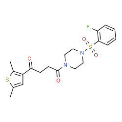 ChemSpider 2D Image | 1-(2,5-Dimethyl-3-thienyl)-4-{4-[(2-fluorophenyl)sulfonyl]-1-piperazinyl}-1,4-butanedione | C20H23FN2O4S2