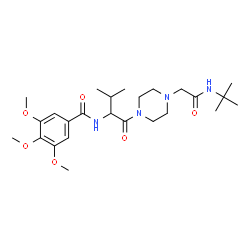ChemSpider 2D Image | 3,4,5-Trimethoxy-N-[3-methyl-1-(4-{2-[(2-methyl-2-propanyl)amino]-2-oxoethyl}-1-piperazinyl)-1-oxo-2-butanyl]benzamide | C25H40N4O6
