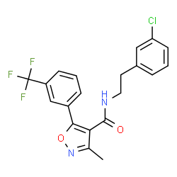 ChemSpider 2D Image | N-[2-(3-Chlorophenyl)ethyl]-3-methyl-5-[3-(trifluoromethyl)phenyl]-1,2-oxazole-4-carboxamide | C20H16ClF3N2O2