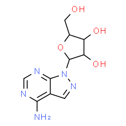 ChemSpider 2D Image | 1-Pentofuranosyl-1H-pyrazolo[3,4-d]pyrimidin-4-amine | C10H13N5O4