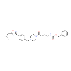ChemSpider 2D Image | Benzyl (4-{4-[4-(5-isobutyl-1,2,4-oxadiazol-3-yl)benzyl]-1-piperazinyl}-4-oxobutyl)carbamate | C29H37N5O4