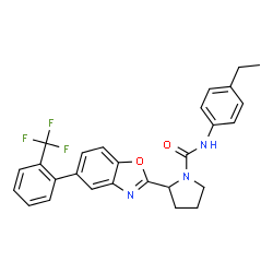 ChemSpider 2D Image | N-(4-Ethylphenyl)-2-{5-[2-(trifluoromethyl)phenyl]-1,3-benzoxazol-2-yl}-1-pyrrolidinecarboxamide | C27H24F3N3O2