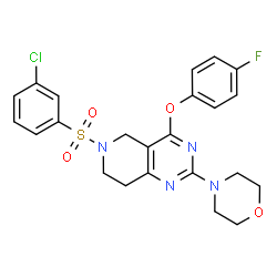ChemSpider 2D Image | 6-[(3-Chlorophenyl)sulfonyl]-4-(4-fluorophenoxy)-2-(4-morpholinyl)-5,6,7,8-tetrahydropyrido[4,3-d]pyrimidine | C23H22ClFN4O4S