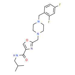 ChemSpider 2D Image | 2-{[4-(2,4-Difluorobenzyl)-1-piperazinyl]methyl}-N-isobutyl-1,3-oxazole-4-carboxamide | C20H26F2N4O2
