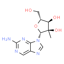 ChemSpider 2D Image | 9-(2-C-Methyl-Î²-D-ribofuranosyl)-9H-purin-2-amine | C11H15N5O4