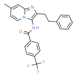 ChemSpider 2D Image | N-[7-Methyl-2-(2-phenylethyl)imidazo[1,2-a]pyridin-3-yl]-4-(trifluoromethyl)benzamide | C24H20F3N3O