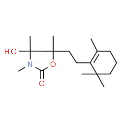 ChemSpider 2D Image | 4-Hydroxy-3,4,5-trimethyl-5-[2-(2,6,6-trimethyl-1-cyclohexen-1-yl)ethyl]-1,3-oxazolidin-2-one | C17H29NO3