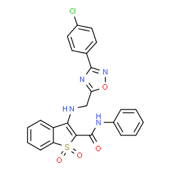 ChemSpider 2D Image | 3-({[3-(4-Chlorophenyl)-1,2,4-oxadiazol-5-yl]methyl}amino)-N-phenyl-1-benzothiophene-2-carboxamide 1,1-dioxide | C24H17ClN4O4S