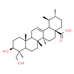 ChemSpider 2D Image | (3beta,5xi,9xi,18xi)-3,24-Dihydroxyurs-12-en-28-oic acid | C30H48O4