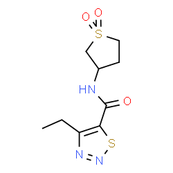 ChemSpider 2D Image | N-(1,1-Dioxidotetrahydro-3-thiophenyl)-4-ethyl-1,2,3-thiadiazole-5-carboxamide | C9H13N3O3S2