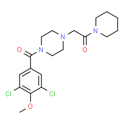 ChemSpider 2D Image | 2-[4-(3,5-Dichloro-4-methoxybenzoyl)-1-piperazinyl]-1-(1-piperidinyl)ethanone | C19H25Cl2N3O3
