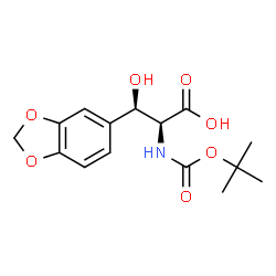 ChemSpider 2D Image | (3R)-3-(1,3-Benzodioxol-5-yl)-N-{[(2-methyl-2-propanyl)oxy]carbonyl}-L-serine | C15H19NO7
