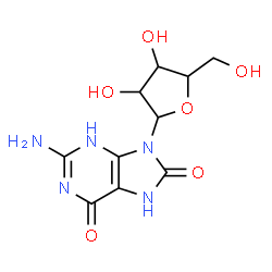 ChemSpider 2D Image | 2-Amino-9-pentofuranosyl-7,9-dihydro-3H-purine-6,8-dione | C10H13N5O6