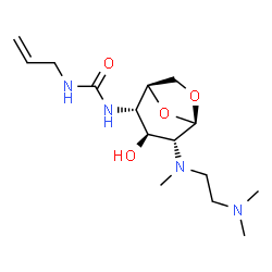 ChemSpider 2D Image | 1-Allyl-3-[(1S,2S,3S,4R,5R)-4-{[2-(dimethylamino)ethyl](methyl)amino}-3-hydroxy-6,8-dioxabicyclo[3.2.1]oct-2-yl]urea | C15H28N4O4