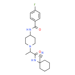 ChemSpider 2D Image | N-(1-{1-[(1-Cyanocyclohexyl)amino]-1-oxo-2-propanyl}-4-piperidinyl)-4-fluorobenzamide | C22H29FN4O2