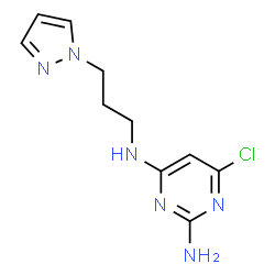 ChemSpider 2D Image | 6-Chloro-N~4~-[3-(1H-pyrazol-1-yl)propyl]-2,4-pyrimidinediamine | C10H13ClN6