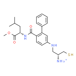 ChemSpider 2D Image | (2R)-1-[(6-{[(2S)-1-Methoxy-4-methyl-1-oxo-2-pentanyl]carbamoyl}-3-biphenylyl)amino]-3-sulfanyl-2-propanaminium | C23H32N3O3S