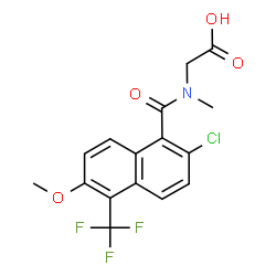 ChemSpider 2D Image | N-[2-Chloro-6-methoxy-5-(trifluoromethyl)-1-naphthoyl]-N-methylglycine | C16H13ClF3NO4